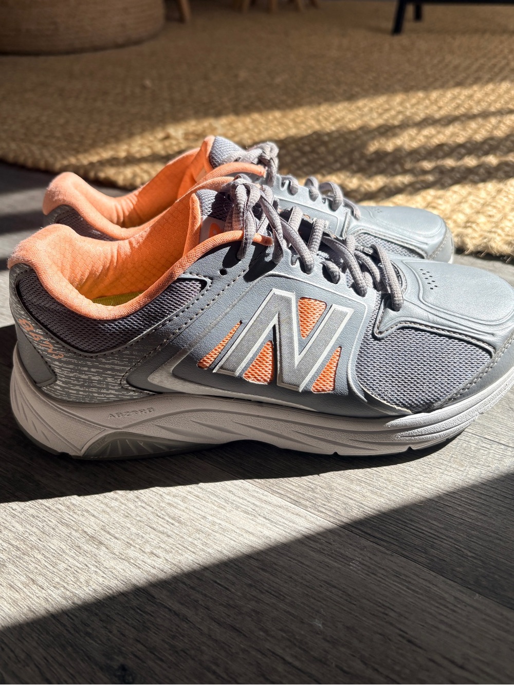 New Balance Gray & Coral Athletic Sneakers